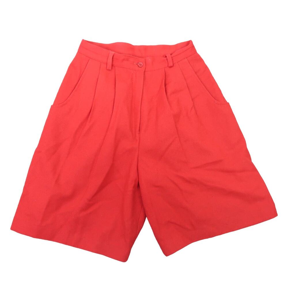 Vintage 80s Savannah red wool high rise mid length trouser shorts 8